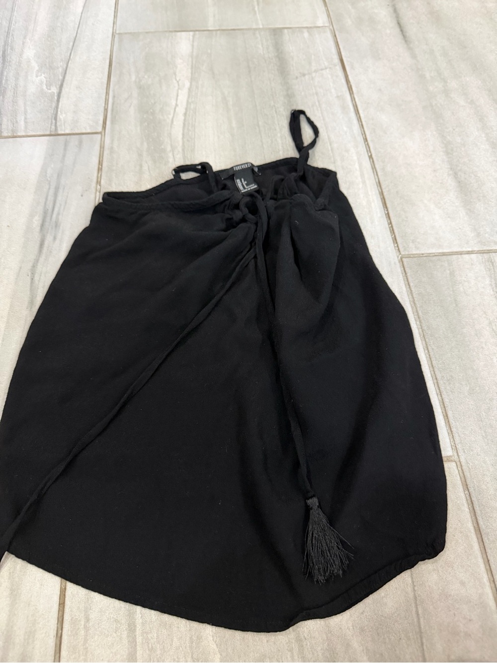 Forever 21 Black Mini Wrap Skirt with Tassel Tie